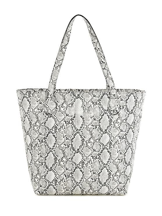 Women Pu White Snake Finish Tote Bag