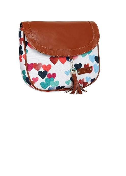 Heart Canvas Printed Women Sling Bag
