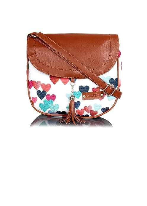 Heart Canvas Printed Women Sling Bag