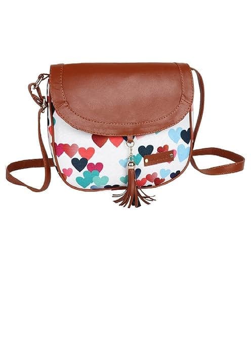 Heart Canvas Printed Women Sling Bag