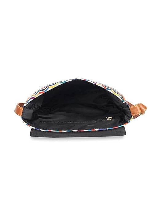 Zig Zag Rainbow canvas printed women sling bag