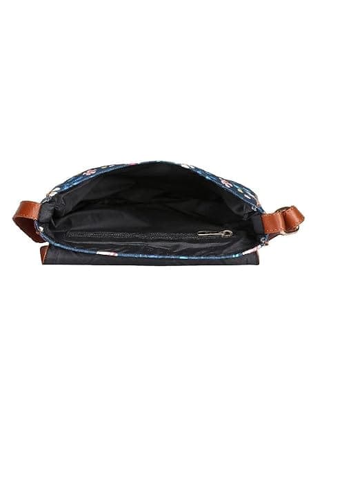 Blue Floral Printed Canvas Women Sling Bag