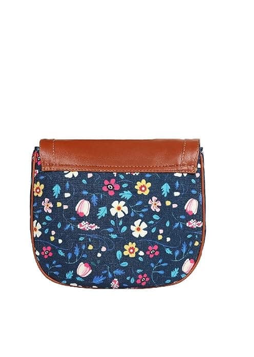 Blue Floral Printed Canvas Women Sling Bag