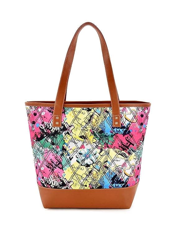 Multi Designer Print Canvas Women Tote Bag