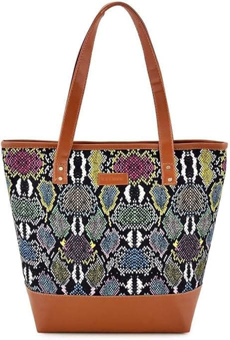 Python Print Canvas PU Women Tote Bag