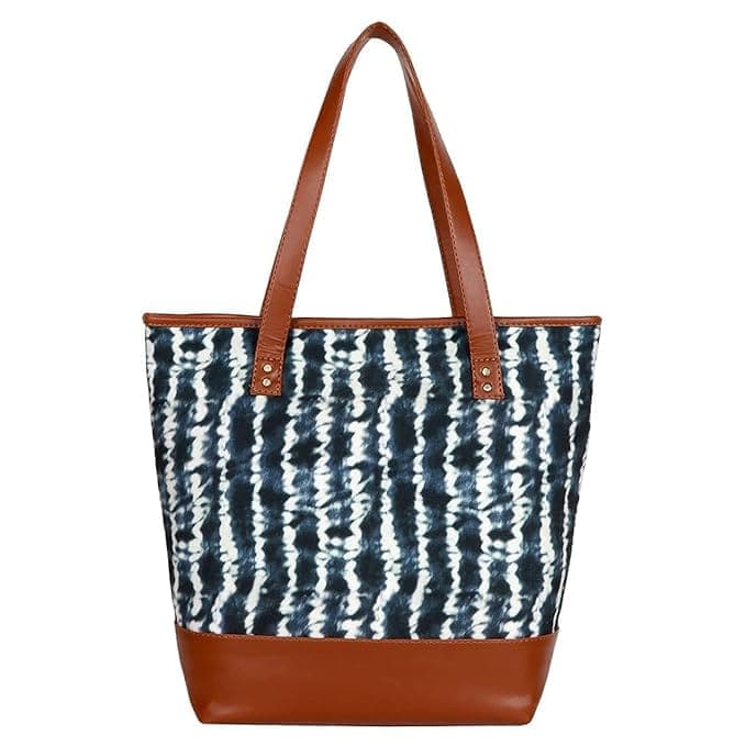 Tie Die print canvas pu women tote bag