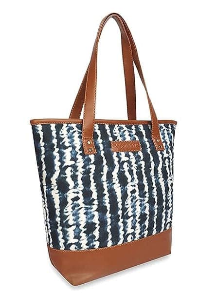 Tie Die print canvas pu women tote bag