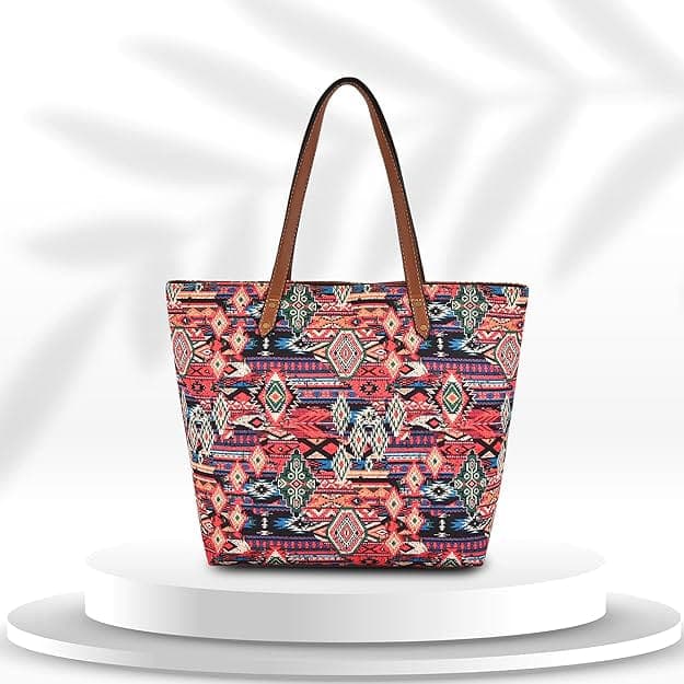 Geometric Printed Canvas Women Tote Bags