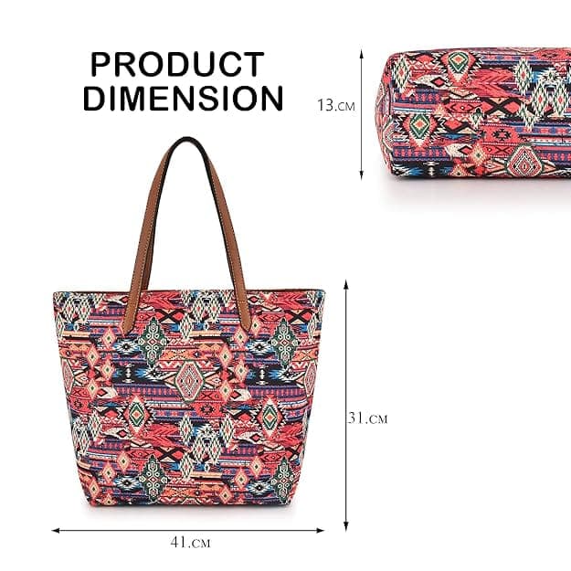 Geometric Printed Canvas Women Tote Bags