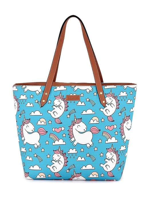 Horse Cartoon Print Canvas Women Tote Bag