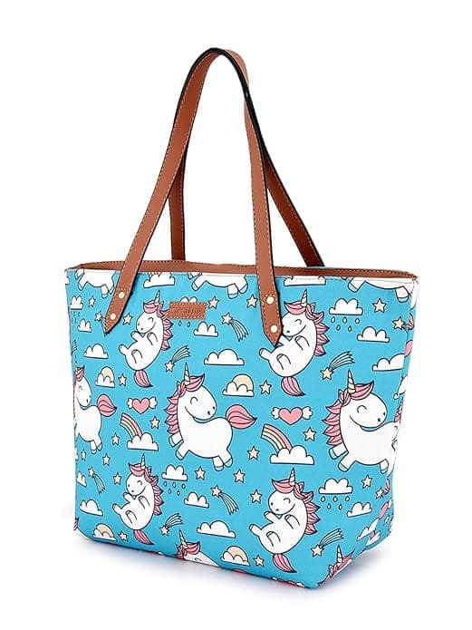 Horse Cartoon Print Canvas Women Tote Bag