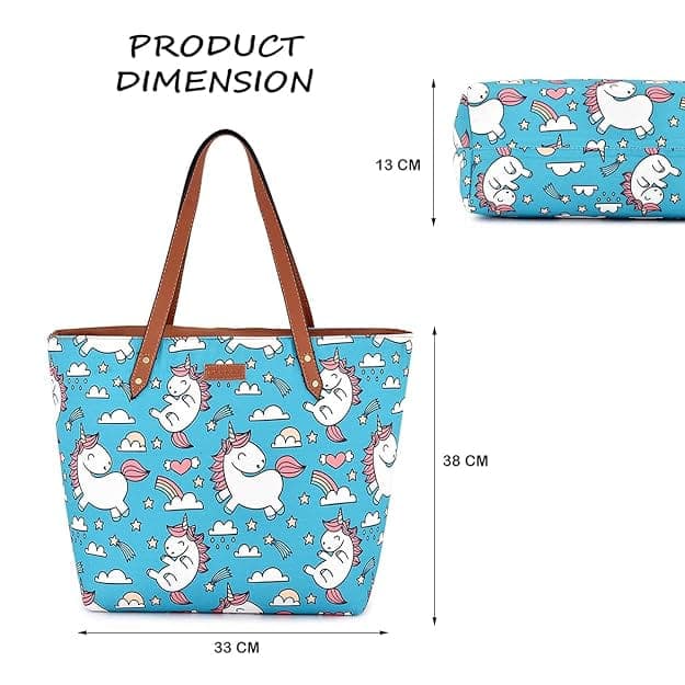 Horse Cartoon Print Canvas Women Tote Bag