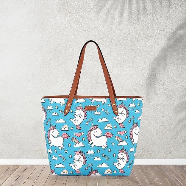 Horse Cartoon Print Canvas Women Tote Bag