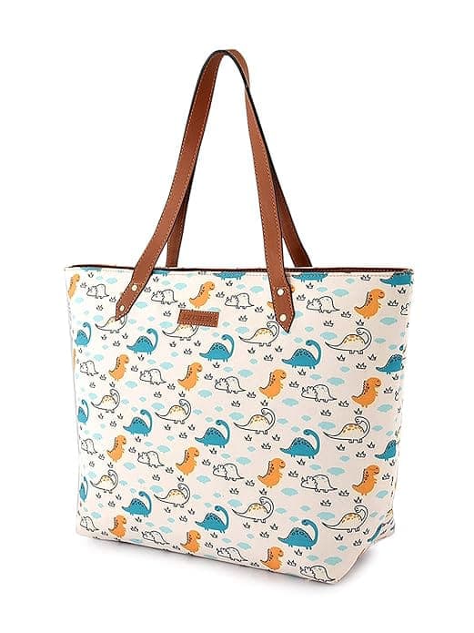 Dinosaur Print canvas Women Tote bag