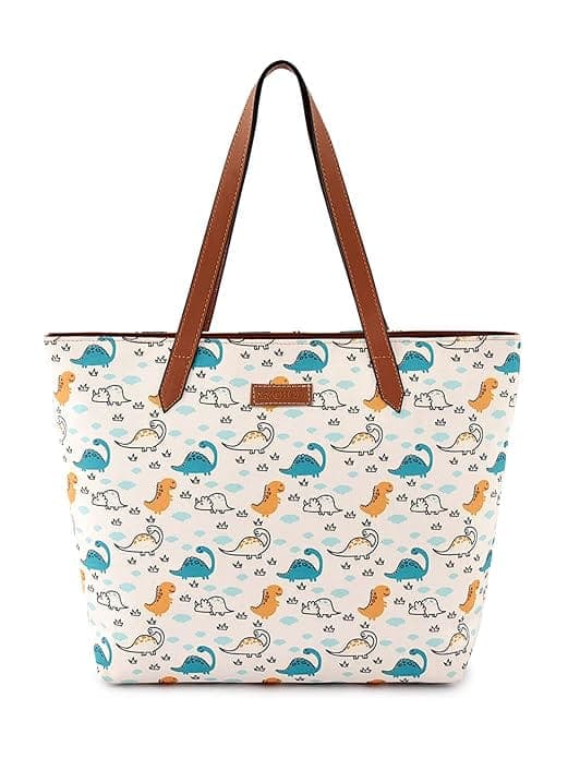 Dinosaur Print canvas Women Tote bag