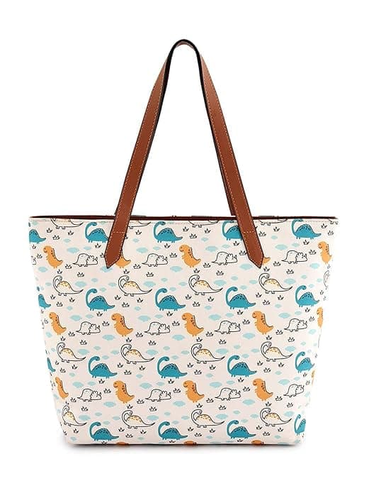 Dinosaur Print canvas Women Tote bag