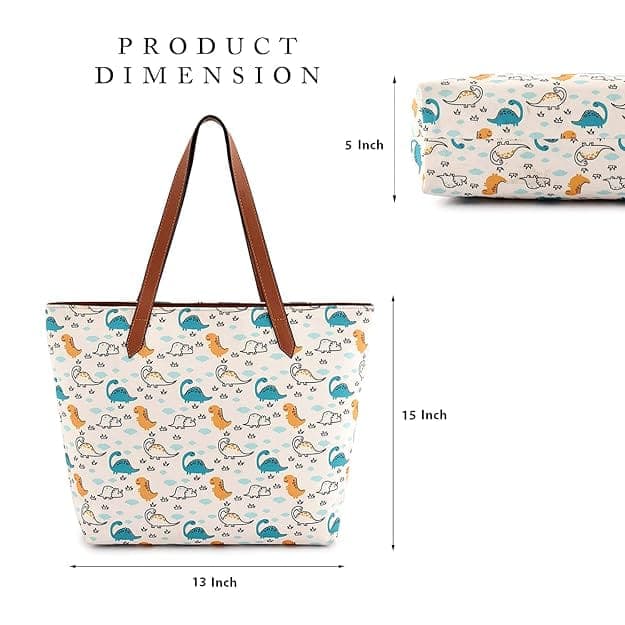 Dinosaur Print canvas Women Tote bag