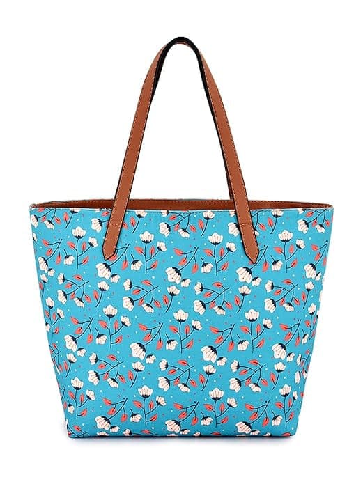 Blue Base Printed Canvas Tote Bag