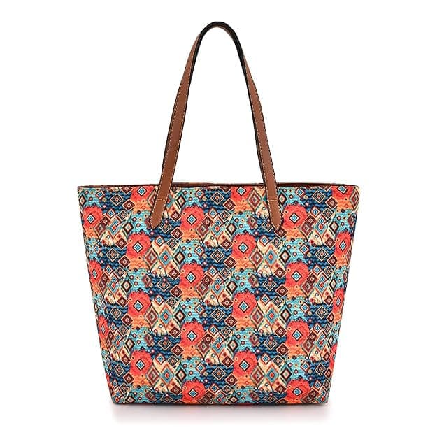 Rhombus Print Design Canvas Tote Bag