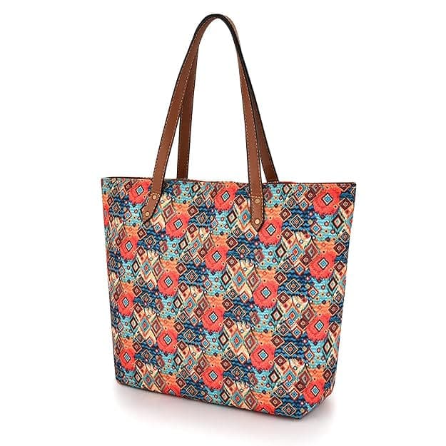 Rhombus Print Design Canvas Tote Bag