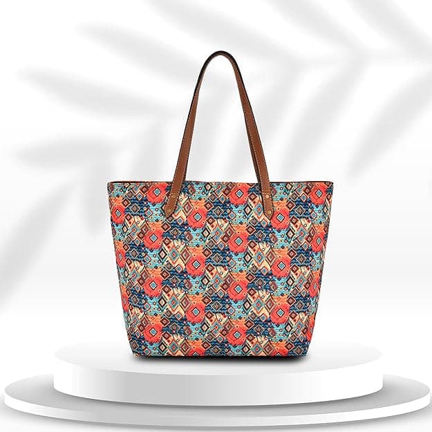 Rhombus Print Design Canvas Tote Bag