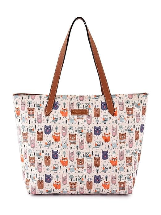 Owl Printed Canvas Tote Bag
