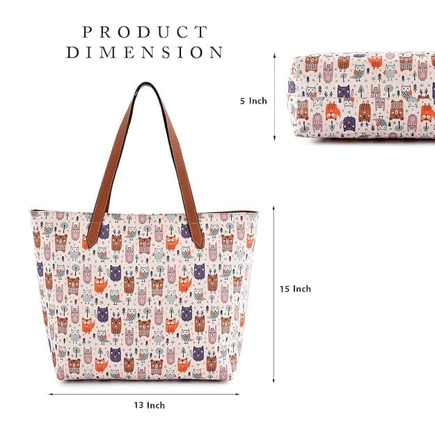 Owl Printed Canvas Tote Bag