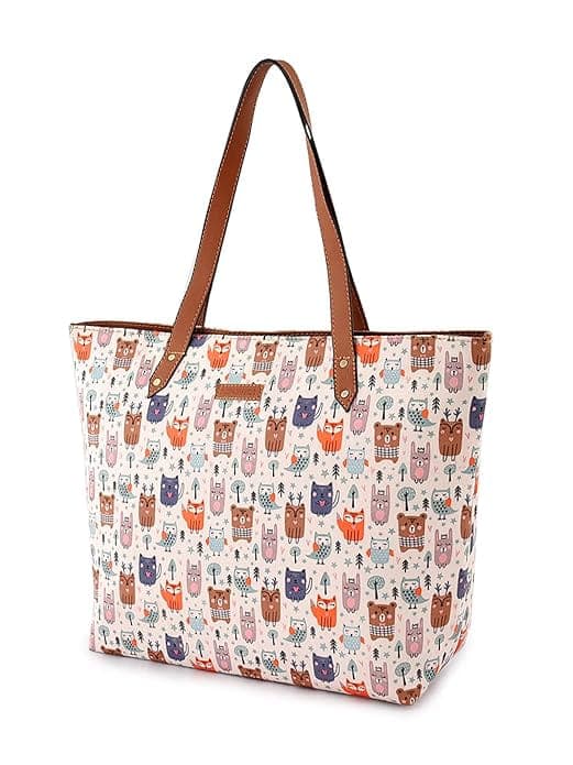 Owl Printed Canvas Tote Bag