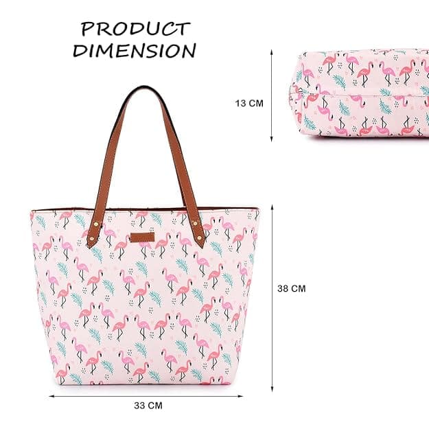 Flamingo Print Canvas Tote Bag