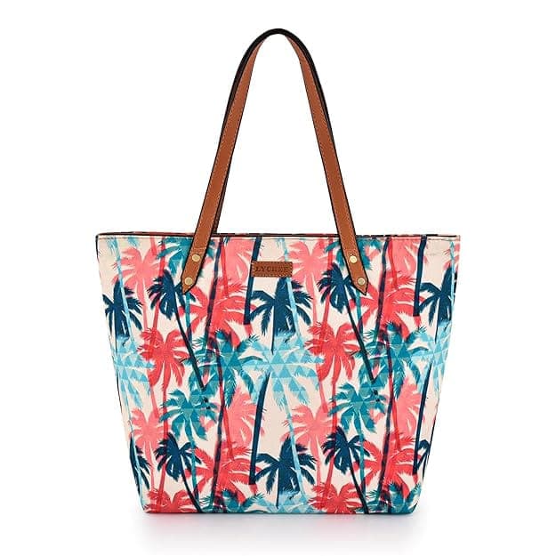 Palm Tree Print Canvas Tote Bag