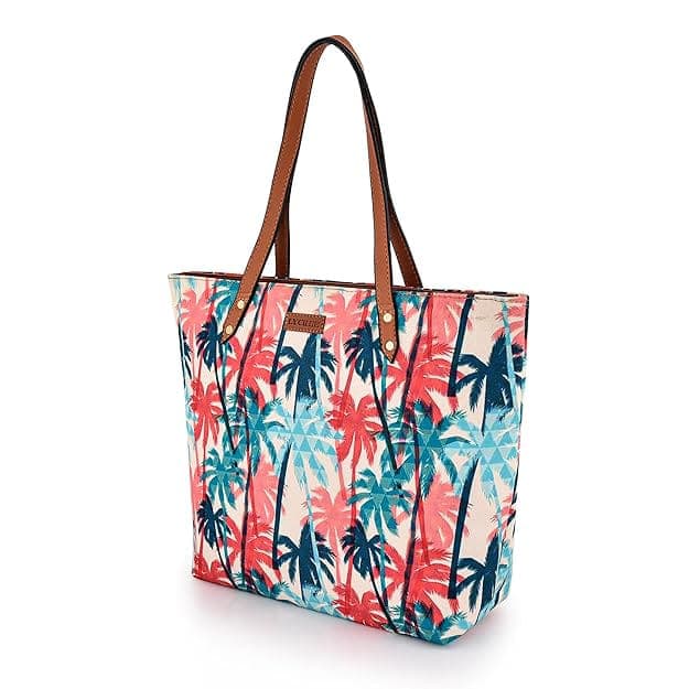 Palm Tree Print Canvas Tote Bag