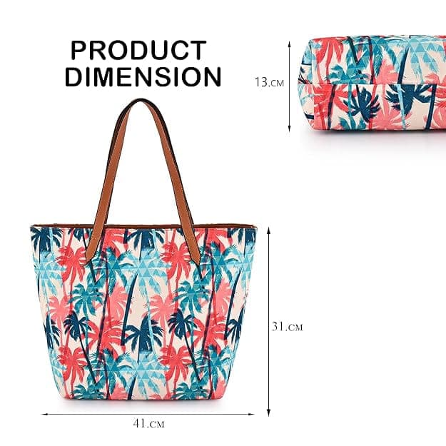 Palm Tree Print Canvas Tote Bag