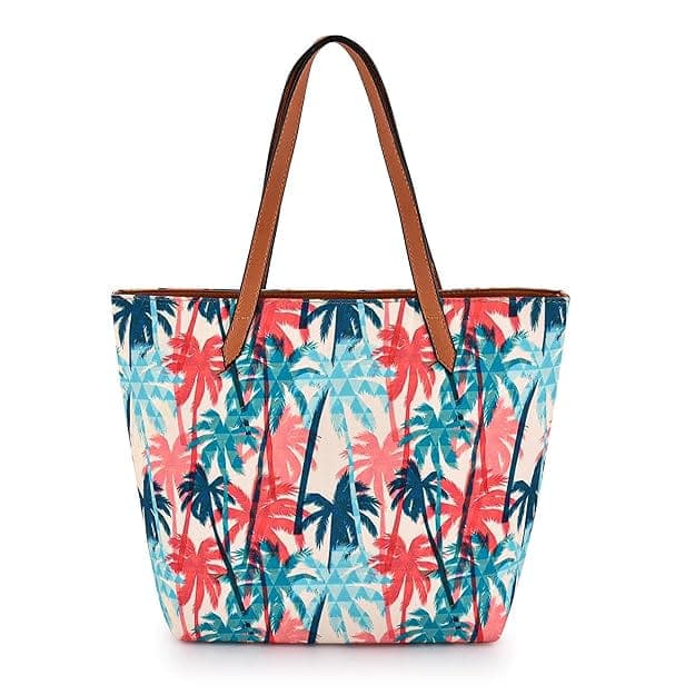 Palm Tree Print Canvas Tote Bag
