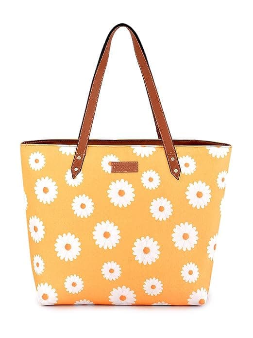 Sunflower Print Canvas Tote Bag