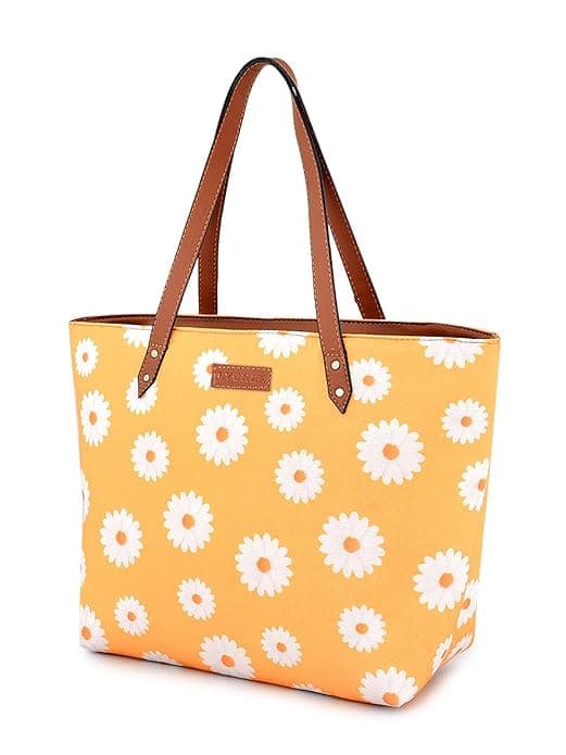 Sunflower Print Canvas Tote Bag