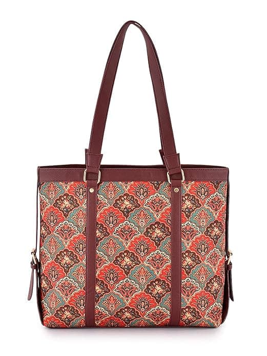Motifs Print Canvas PU Women Bag 