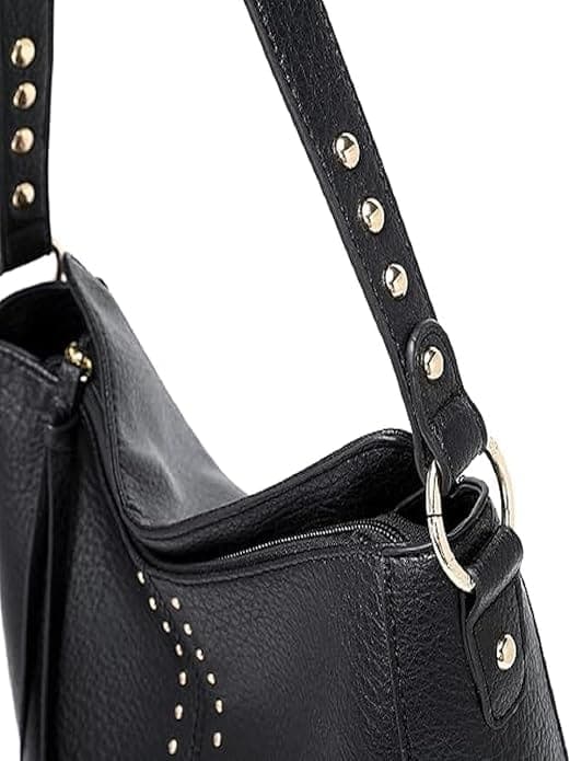 Black color vegan pu women bag