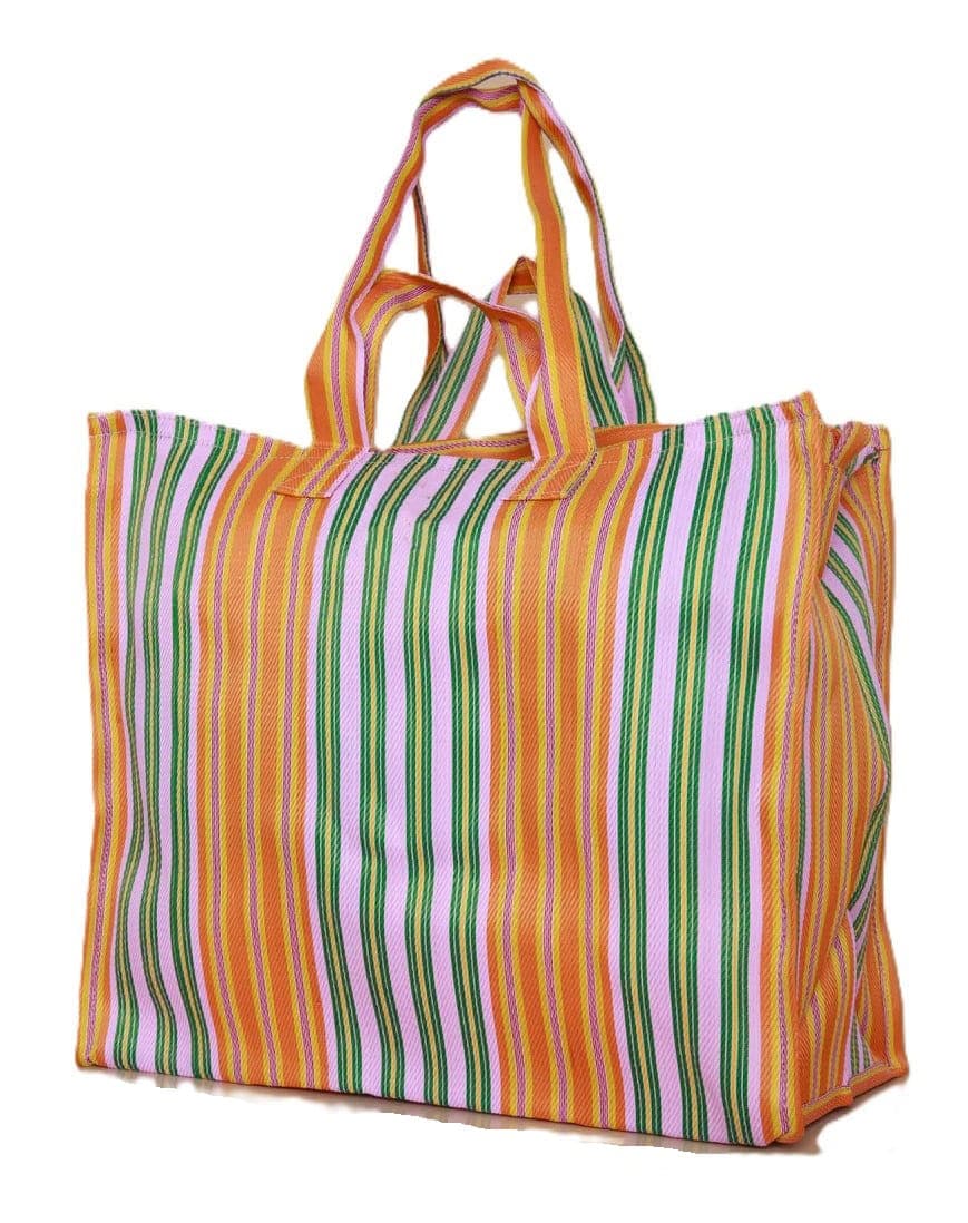 Orange green nylon grocery shopping bags