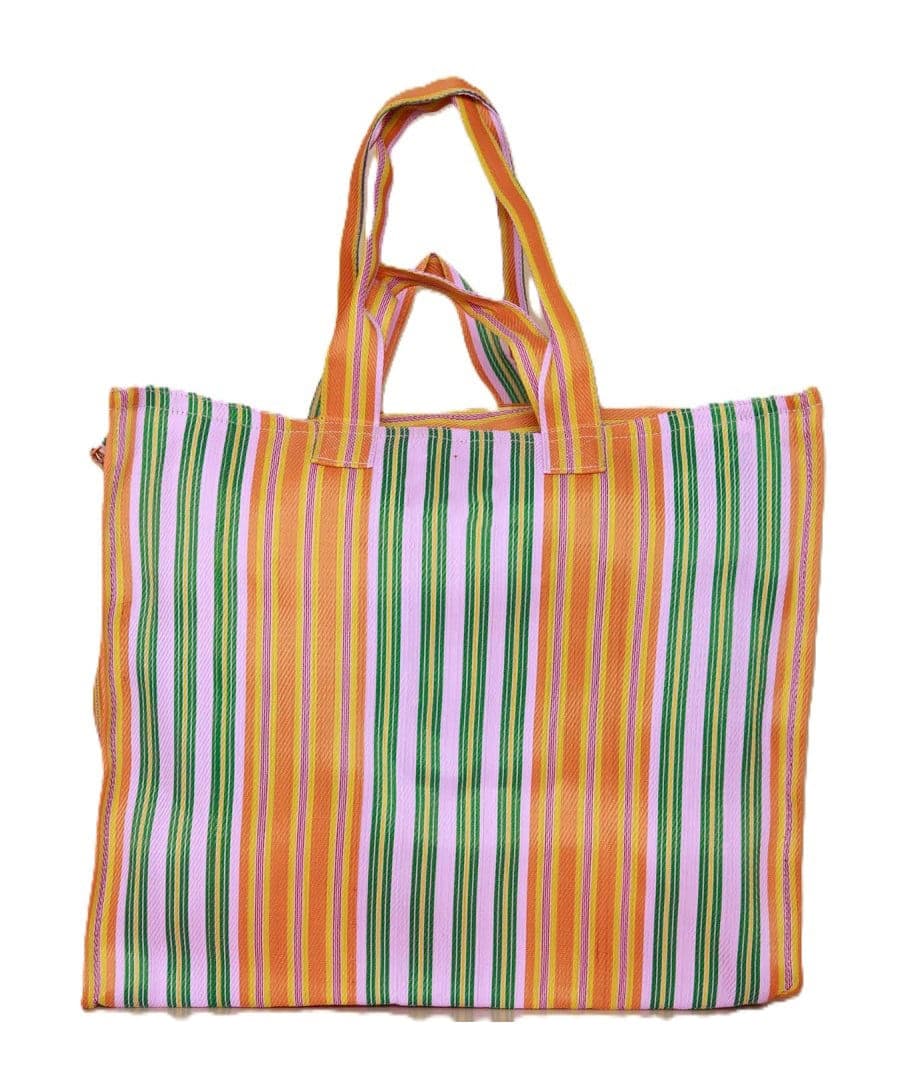 Orange green nylon grocery shopping bags