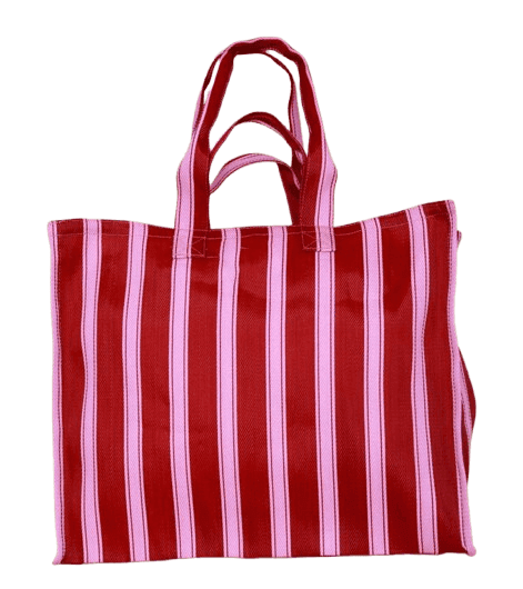 Red pink nylon grocery shopping bags