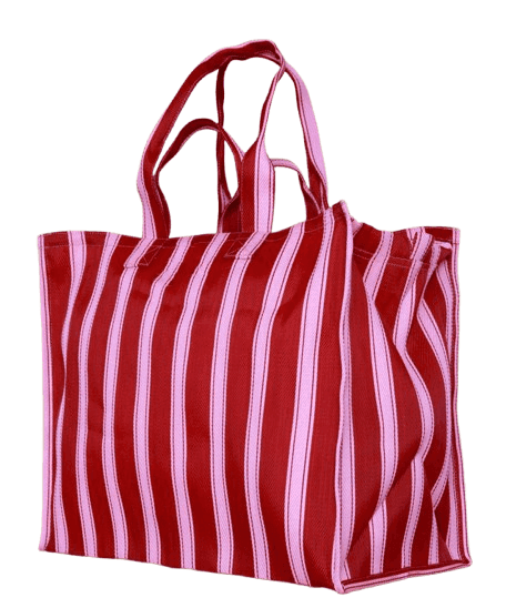 Red pink nylon grocery shopping bags