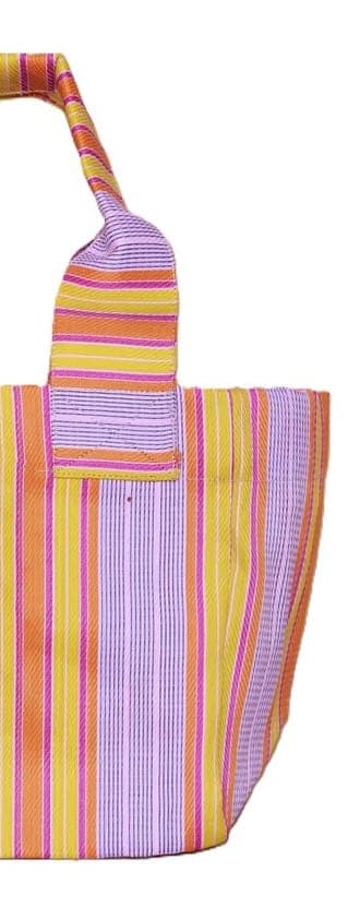 Yellow orange lavender nylon tote bags