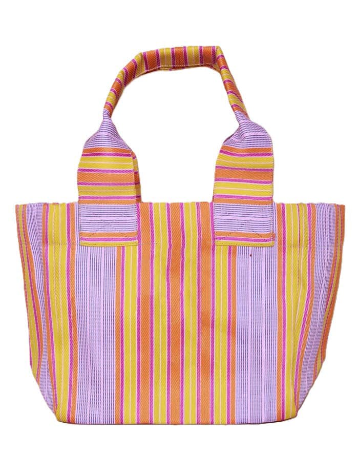 Yellow orange lavender nylon tote bags