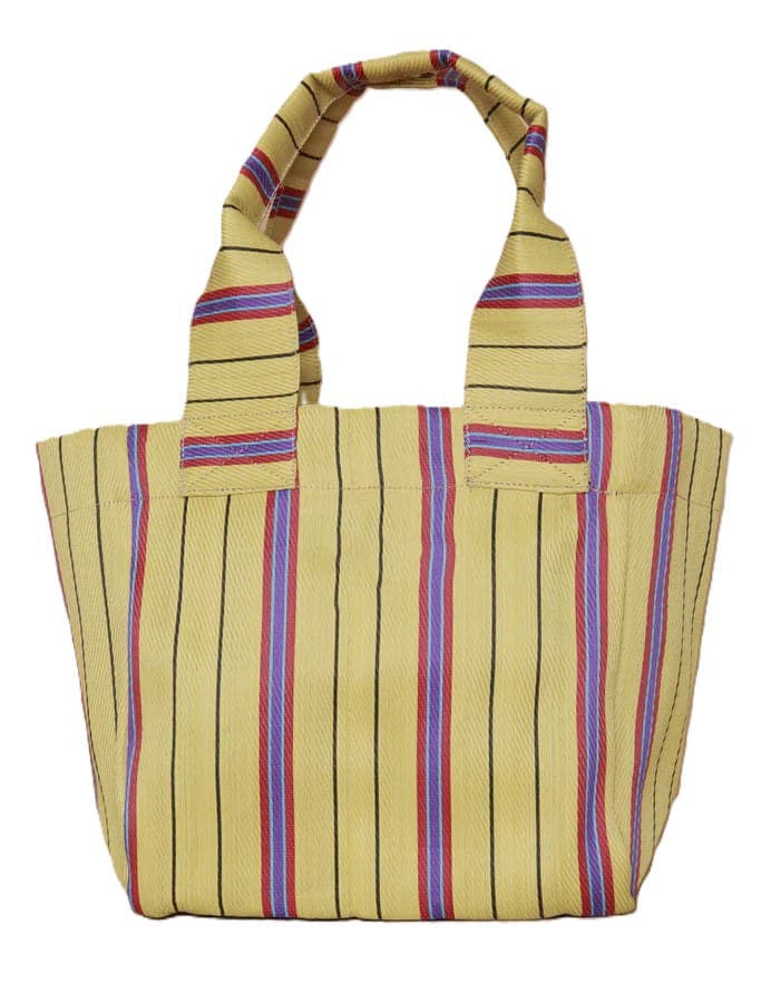 Mustard blue nylon tote bag