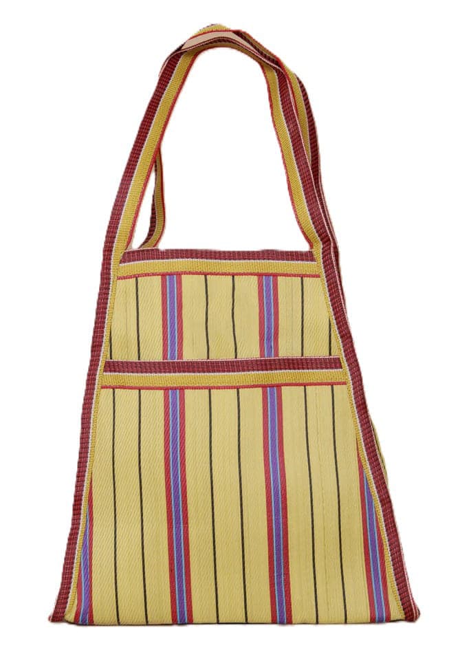 Mustard red trapezium shape nylon bag