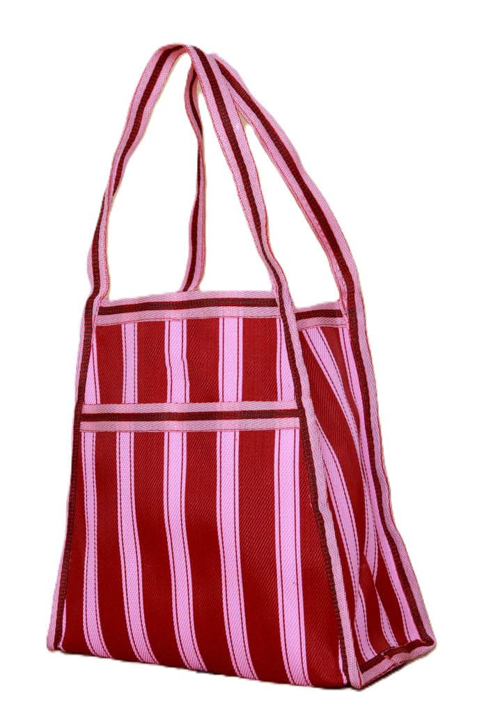 Red pink trapezium shape nylon bag