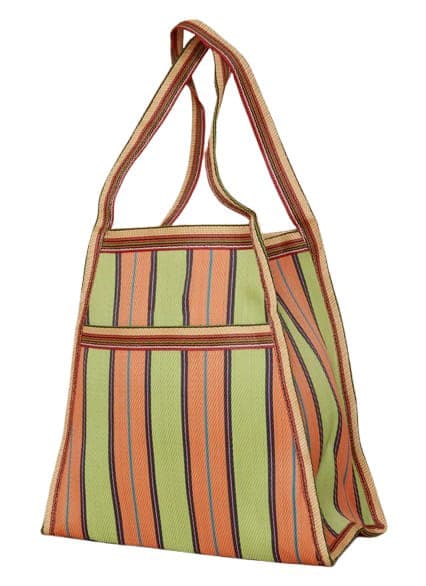 Lime orange trapezium shape nylon bag