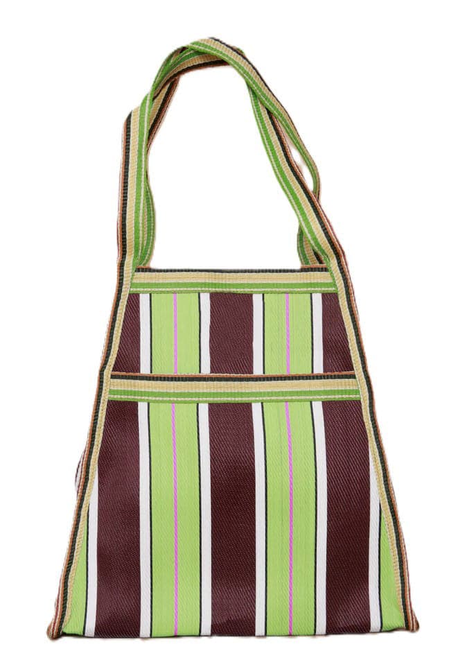 Sage brown trapezium shape nylon bag