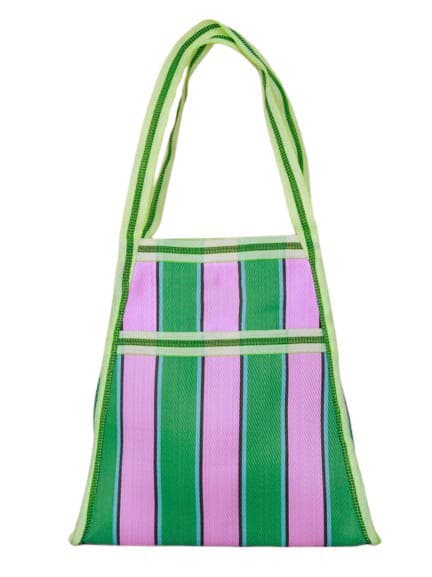 Green lavender trapezium shape nylon bag