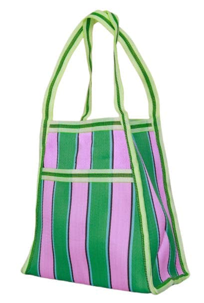Green lavender trapezium shape nylon bag